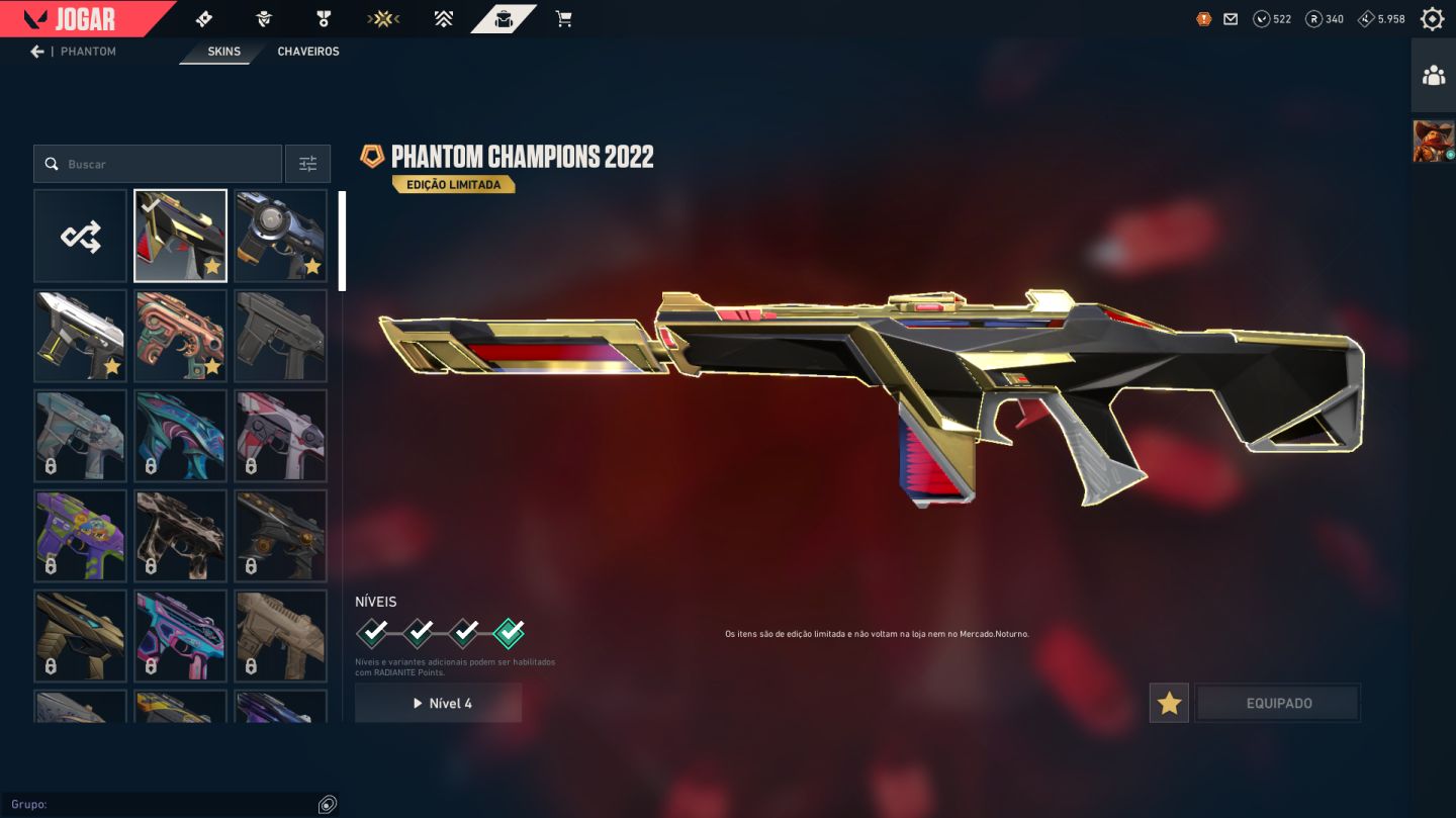 CONTA VALORANT FULL | CHAMPIONS 2022 + VANDAL ANCIFOGO + FACA RGX 11Z PRO