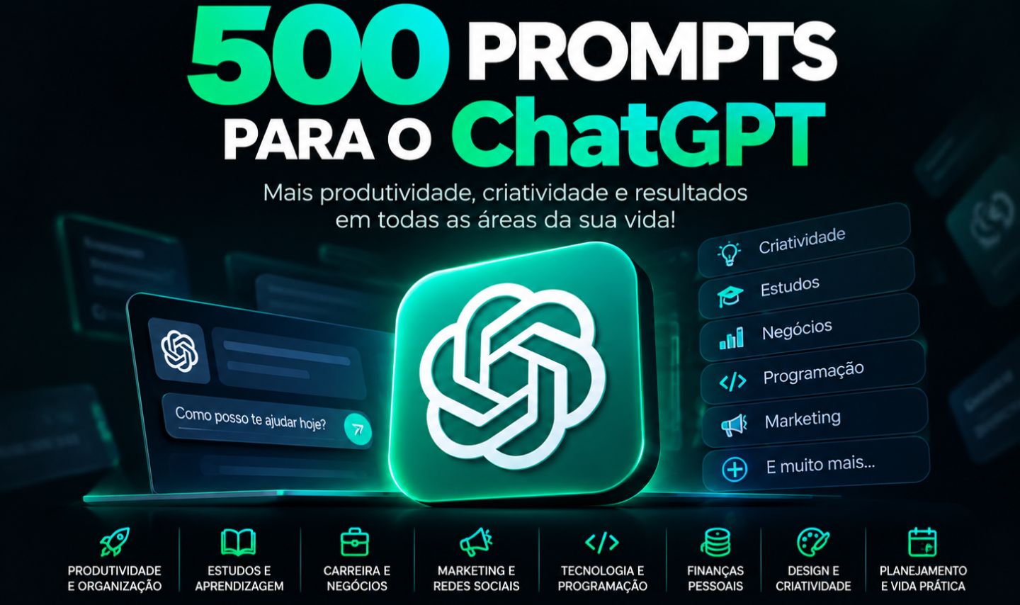 (COMBO) 900 Prompts para ChatGPT e Claude AI | Pack Digital em PDF