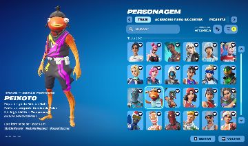 CONTA FORTNITE TRAVIS SCOTT+NEO VERSA+PEIXOTO DA WOLD CUP+PICARETA MINTY+LEVIATÃ