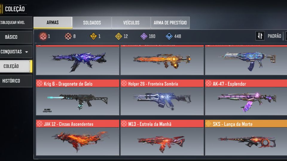 CONTA COD MOBILE UPADA MAX.VARIAS ARMAS MITICAS E LENDARIAS