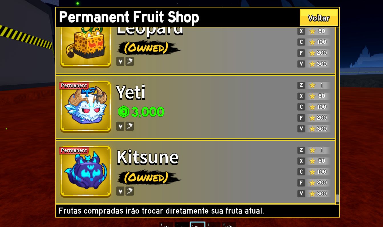 Conta 19 frutas permanentes kitsune,dragon Yoru v3, promoçao pra sair rapido.