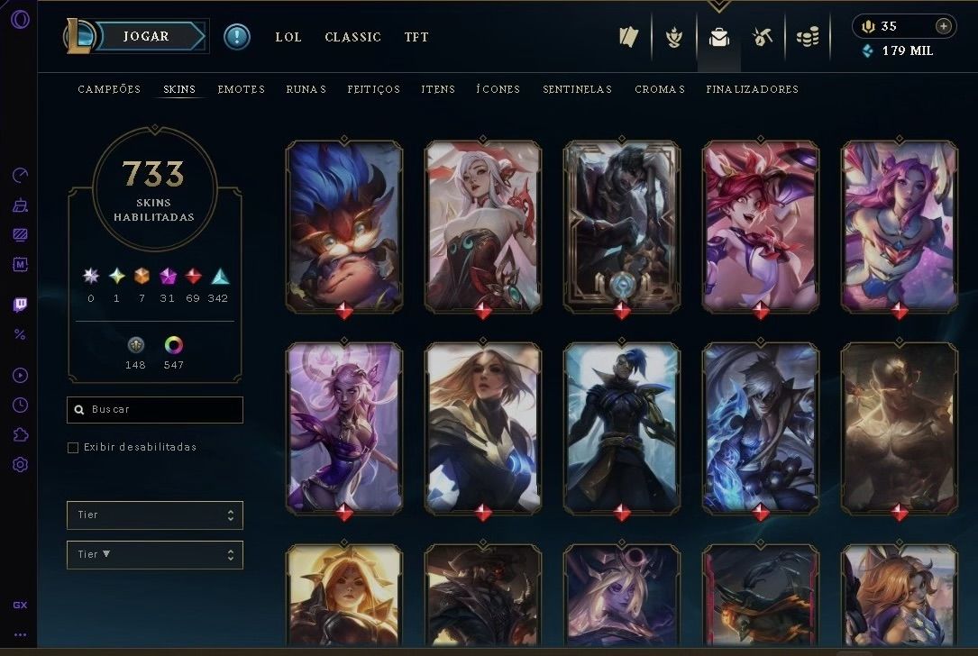 Conta legais of legends cheia de skin oportunidade Level 1138