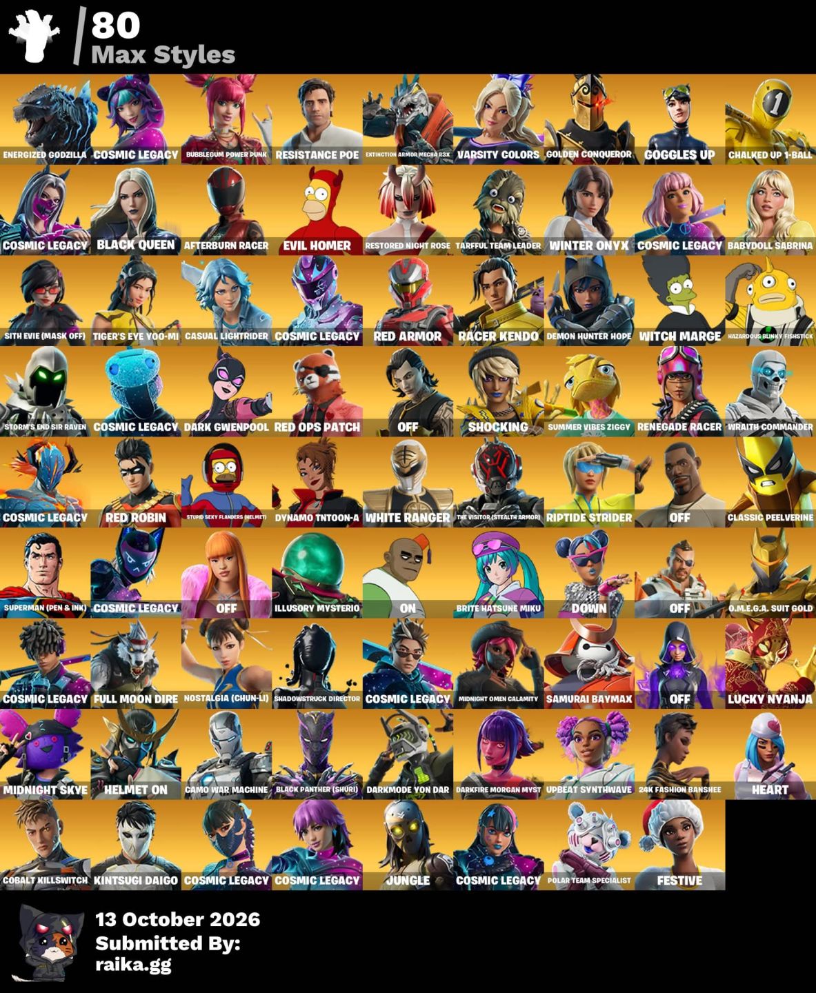 Fortnite | 196 Skins | Psycho Bandit | Chun-Li | 3300 V-Bucks | PC PSN Xbox