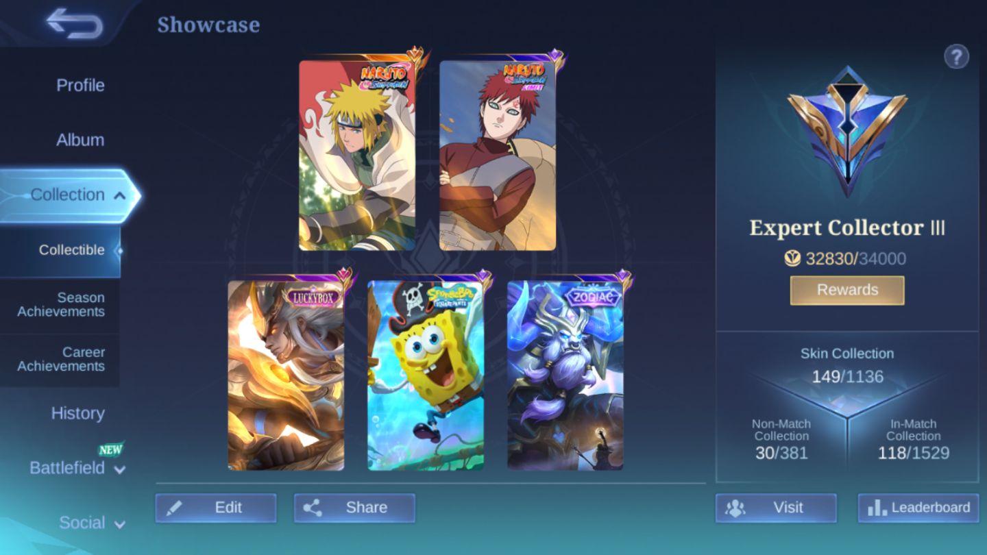 Conta Mobile Legends / MINATO Gusion / LUCKYBOX Martis / ZODIAC Minotaur