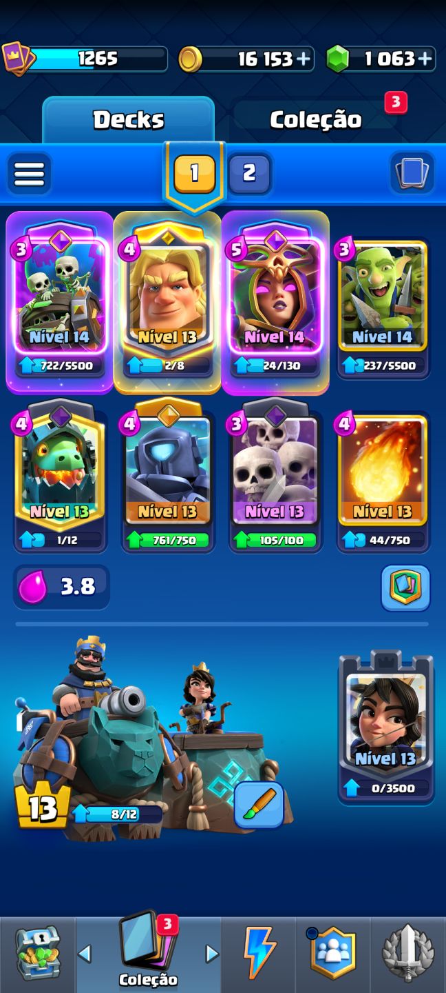 Conta Clash Royale, 8k Troféus, 1000 Gemas