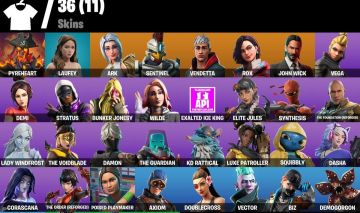 CONTA FORTNITE 36 SKINS, JONH WICK, DEMI, LAUFEY