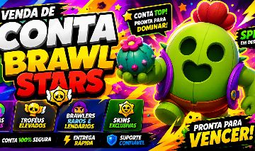 CONTA A VENDA DE BRAWL STARS MAIN SPIKE, SKIN SPIKE CARTOON E CORVO ROBO DESTAQU