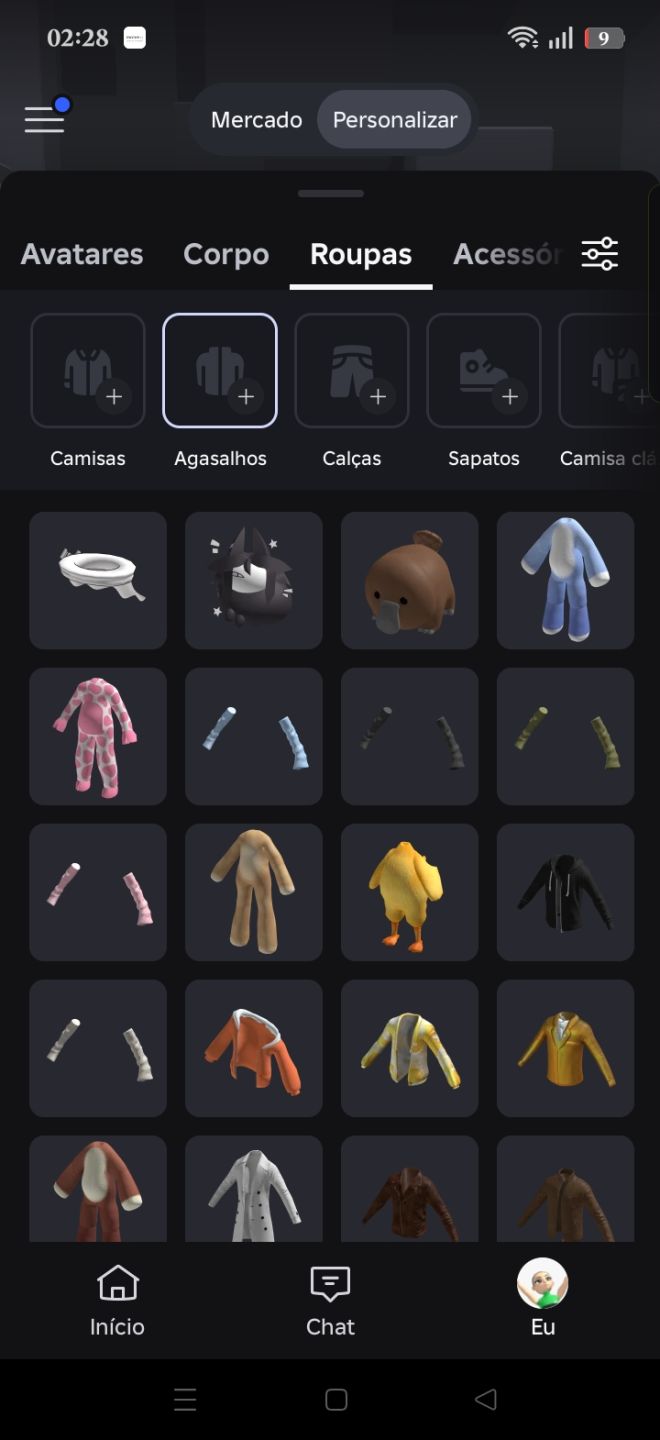 Conta de roblox boa, com bastante item e quase 500 robux