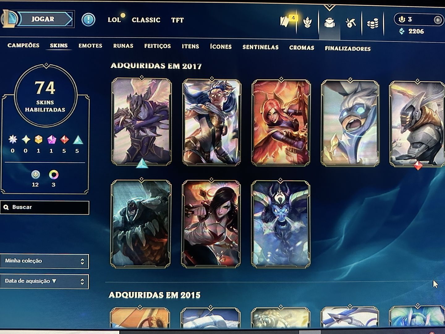 CONTA LOL ANTIGA 2015 | 344 CAMPEÕES | 77 SKINS | DJ SONA | 128 ÍCONES RAROS