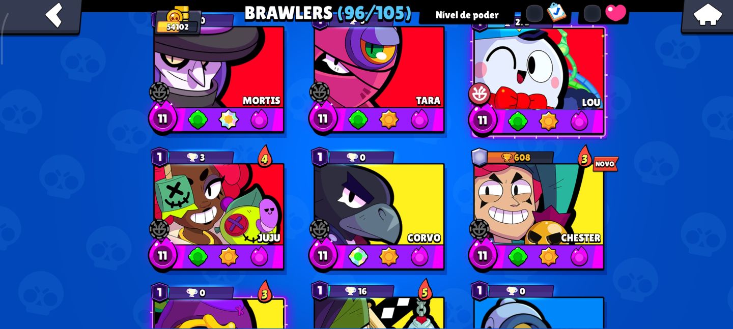 CONTA BRAWL STARS COM 54K TROFÉUS/96 BRAWLERS/ 24 LVL 11/ TROCA DE NOME GRÁTIS