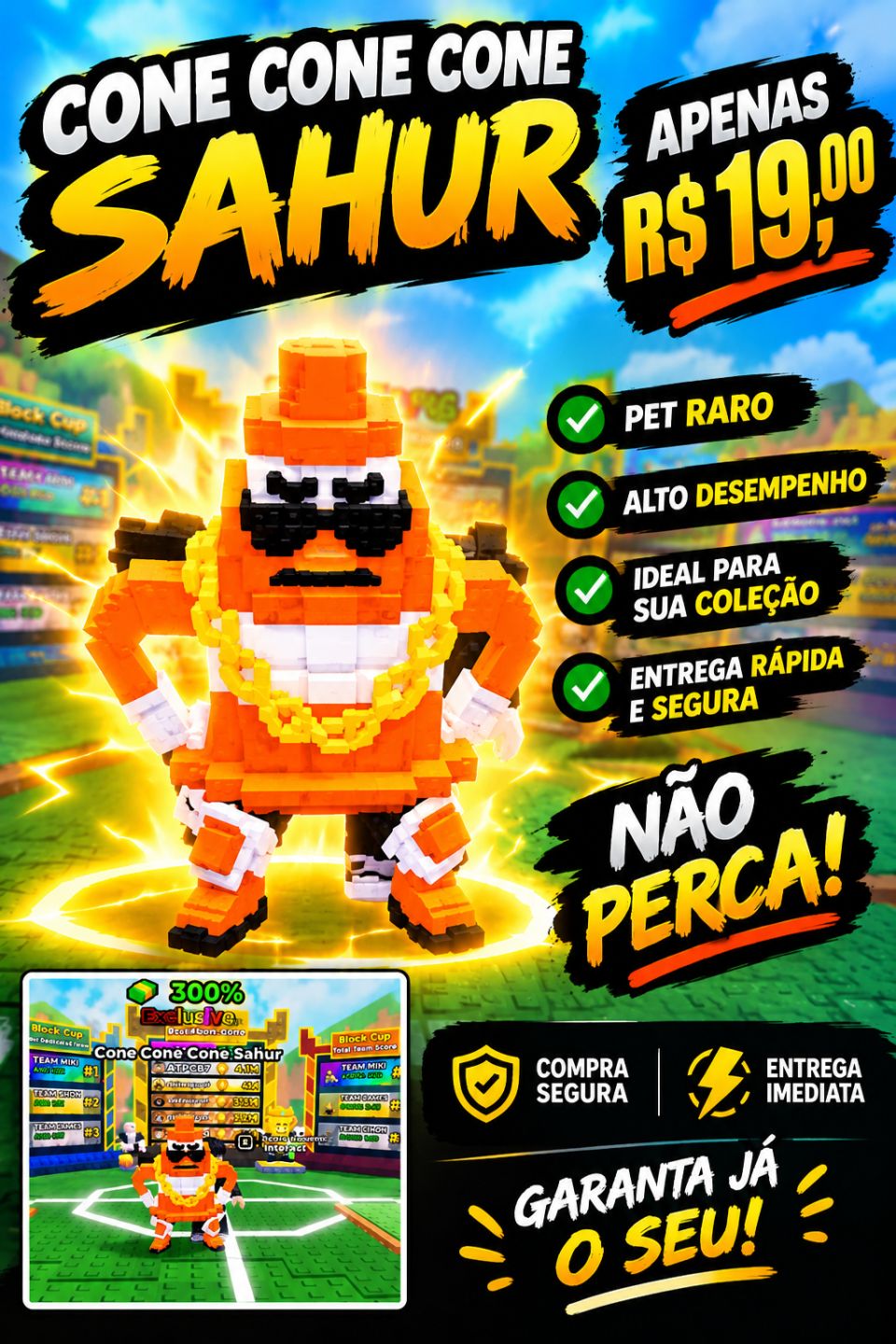 VENDAS DE CHUTE UM BLOCO DA SORTE, ( ROBLOX)
