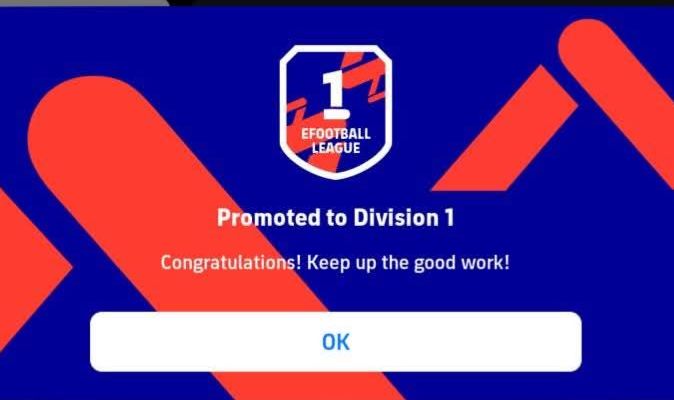 Upo para a divisão 1 no efootball (ELOJOB EFOOTBALL MOBILE)
