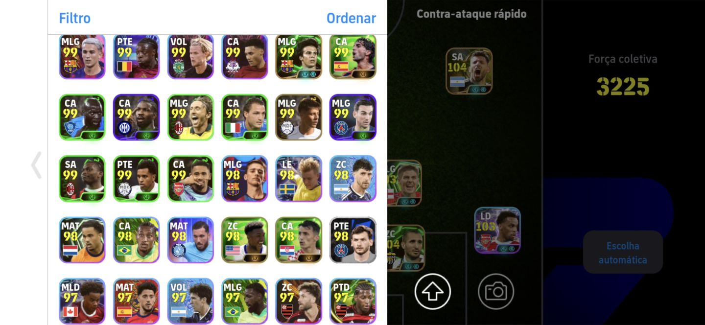 Conta braba de Efootball com 3229 de força.