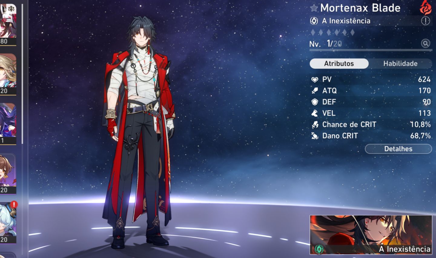 Conta star rail com: LOBA N999+ARMA+YAO GUANG+MORTENAX BLADE+ARMA..entre outros