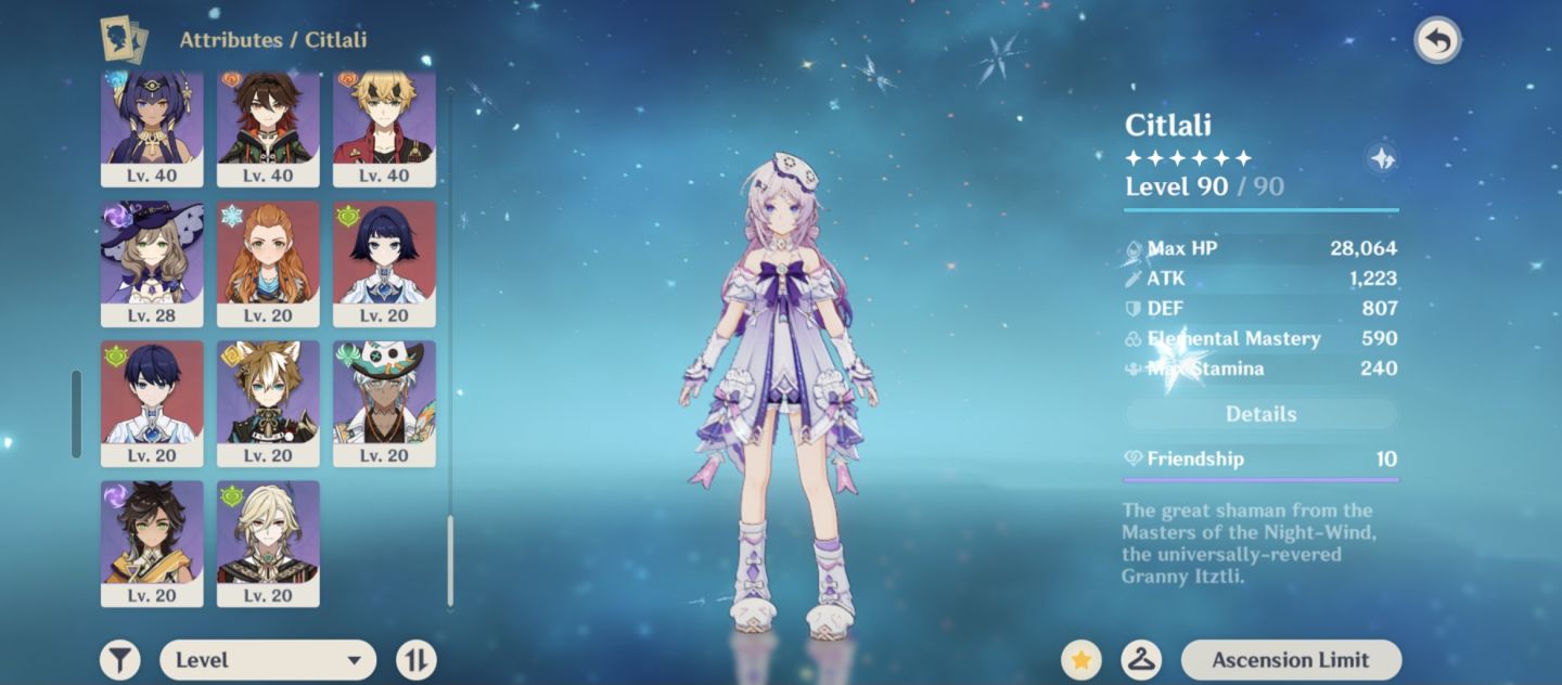 CONTA GENSHIN ENDGAME MAVUIKA + FURINA + CITLALI + SKINS