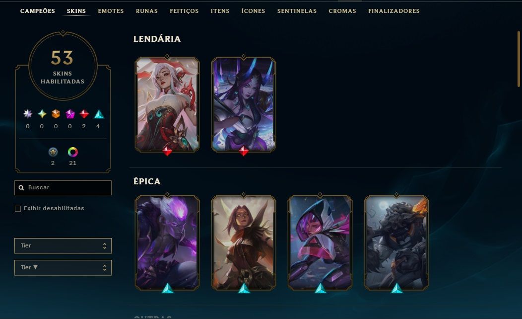 Conta Gold 1 / Main Irelia tem as melhores skins dela