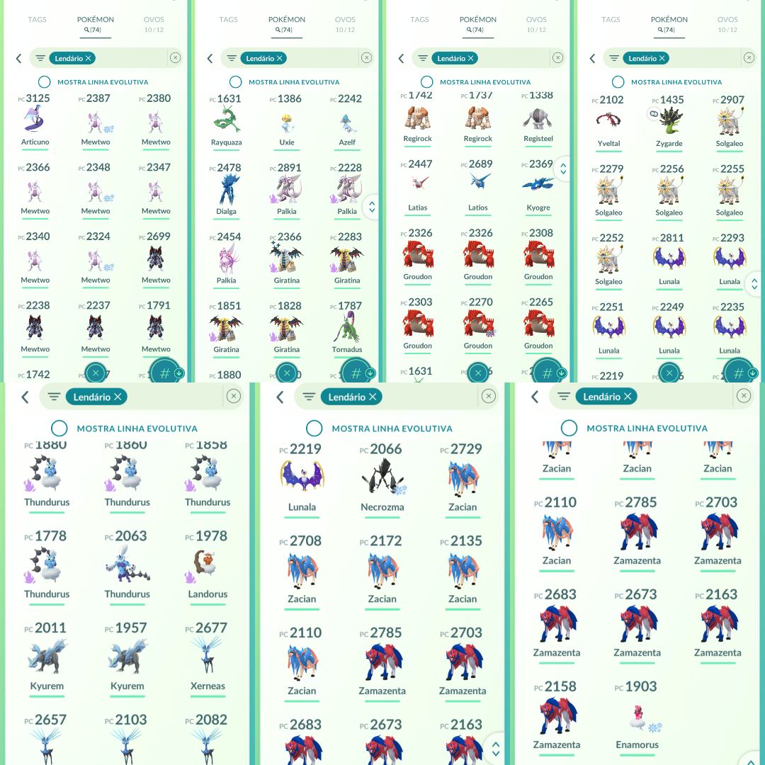 CONTA POKÉMON GO COM 4 MEWTOW DE ARMADURA+ZYGARDE NA SEGUNDA FORMA+74 LENDÁRIOS