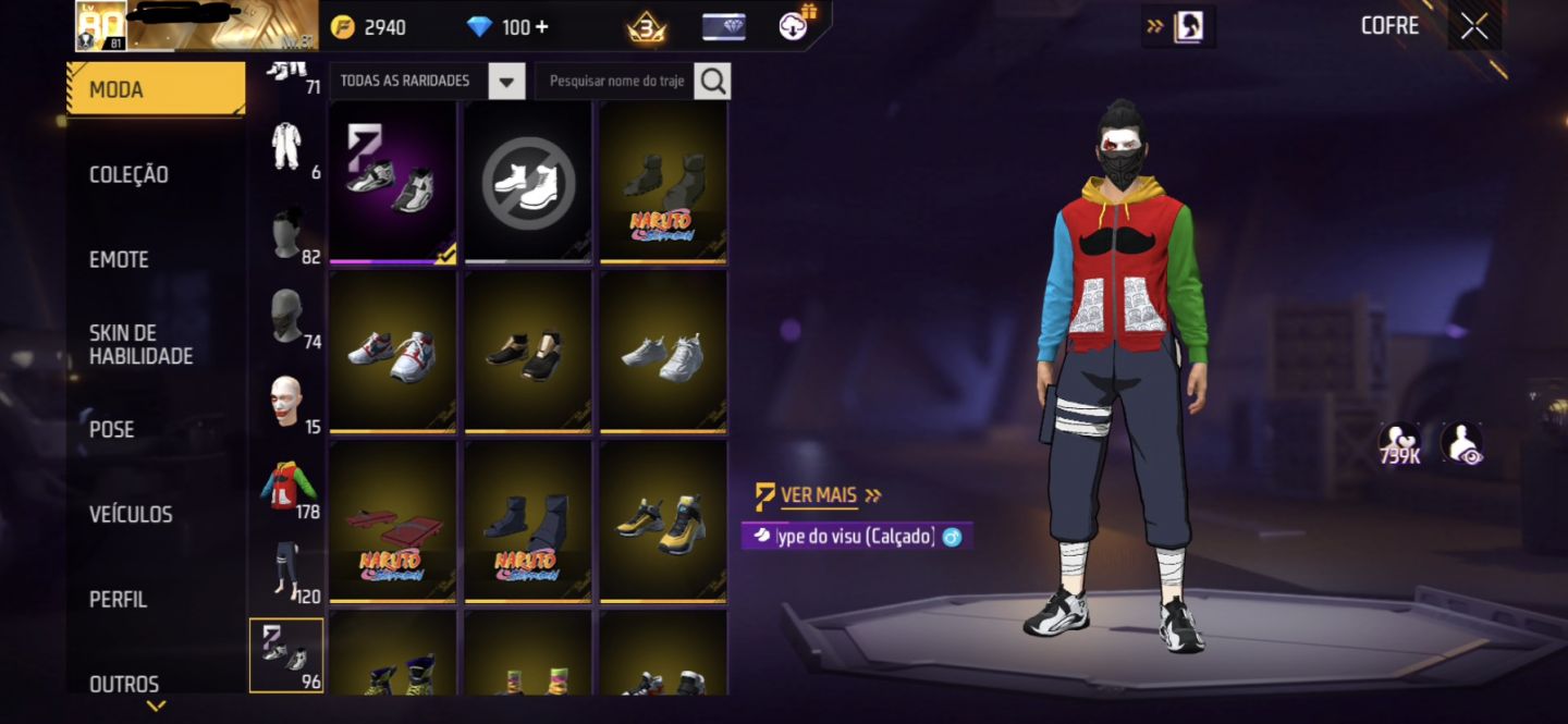 Conta ff level 81 com jaqueta pringles e troca nick