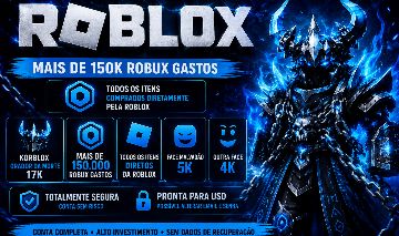 Conta Roblox +150k Gastos | Korblox Original | Segura Pronta para Uso.