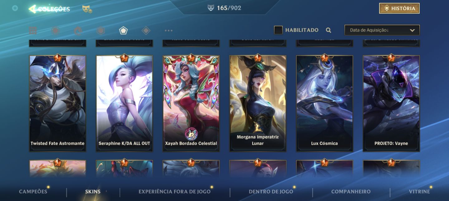 Conta de Wild rift com 161 skins conta com 35k de coleção