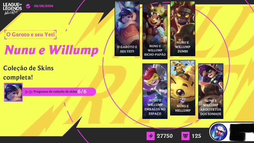 Conta Wild Rift com 125 skins e todas do passe ranked