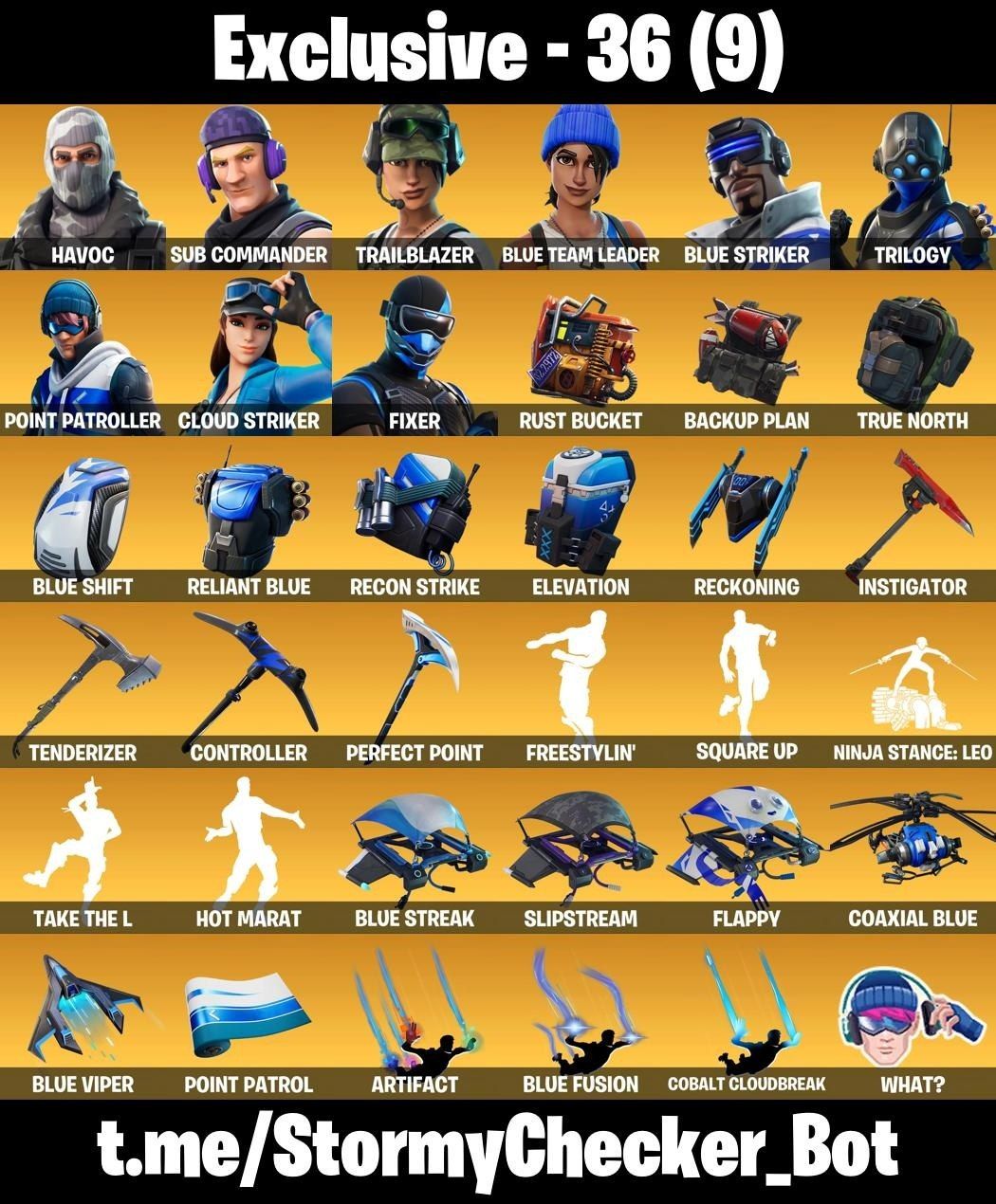 CONTA FORTNITE COM HAVOC, TRAILBLAZER, SUB COMANDER, ATEMPORAL & 40 SKINS