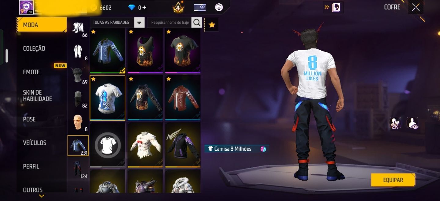 Conta de Free fire rara de 2017 com jaqueta beta e angelical roxa