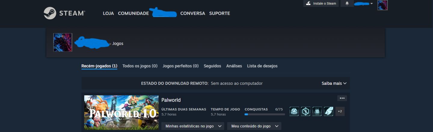 CONTA STEAM COM PALWORLD