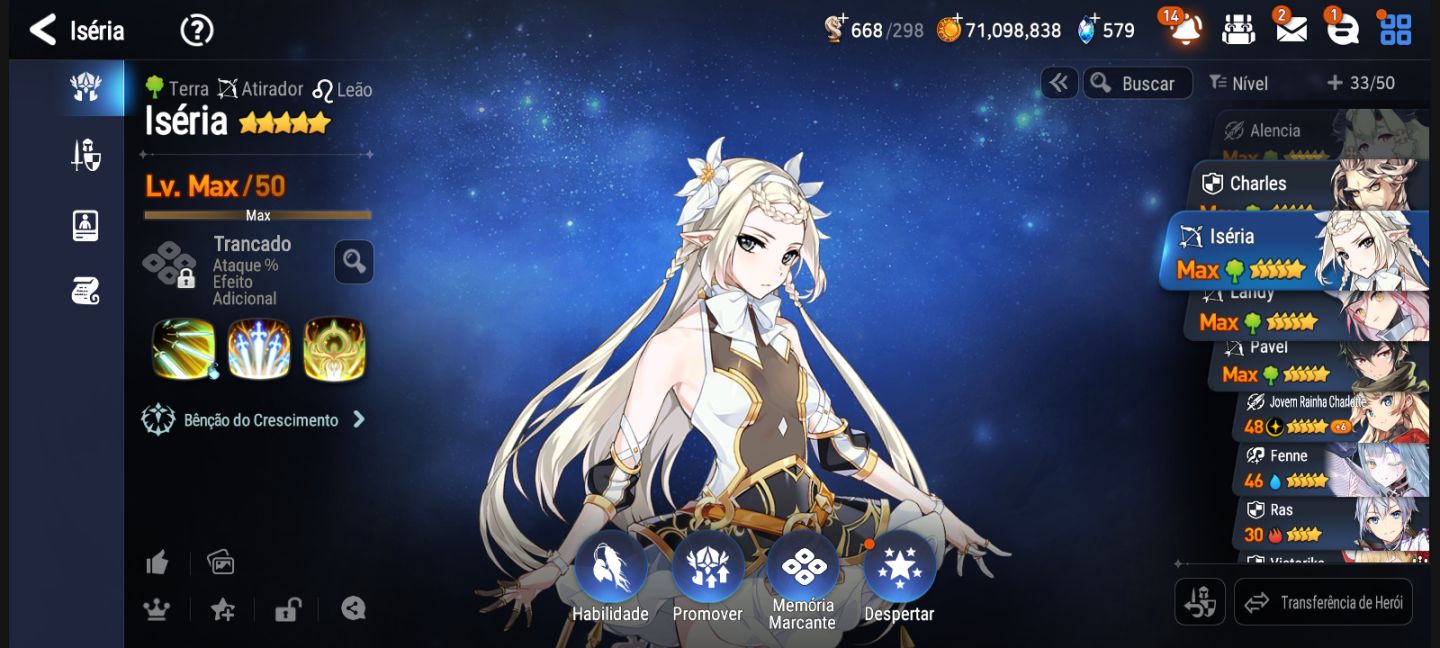 Conta starter epic seven collab czz completa+32 personagens 5 estrelas