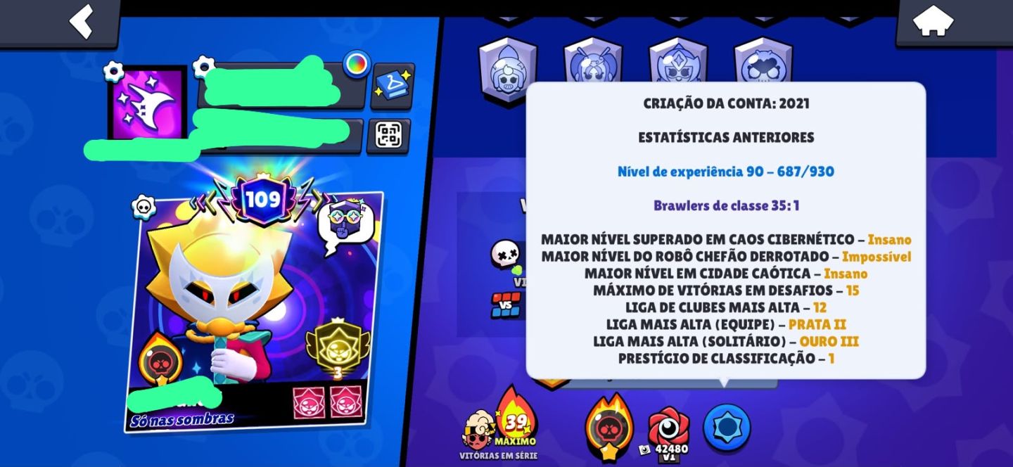 Conta Brawl muito gemada com muitos titulos.