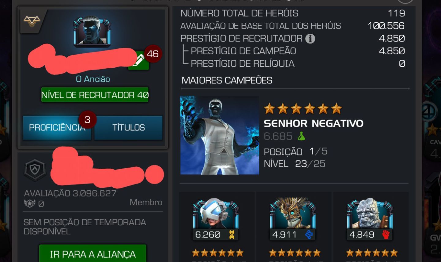 Conta inicial mtc Marvel torneio dos campeões NV 40
