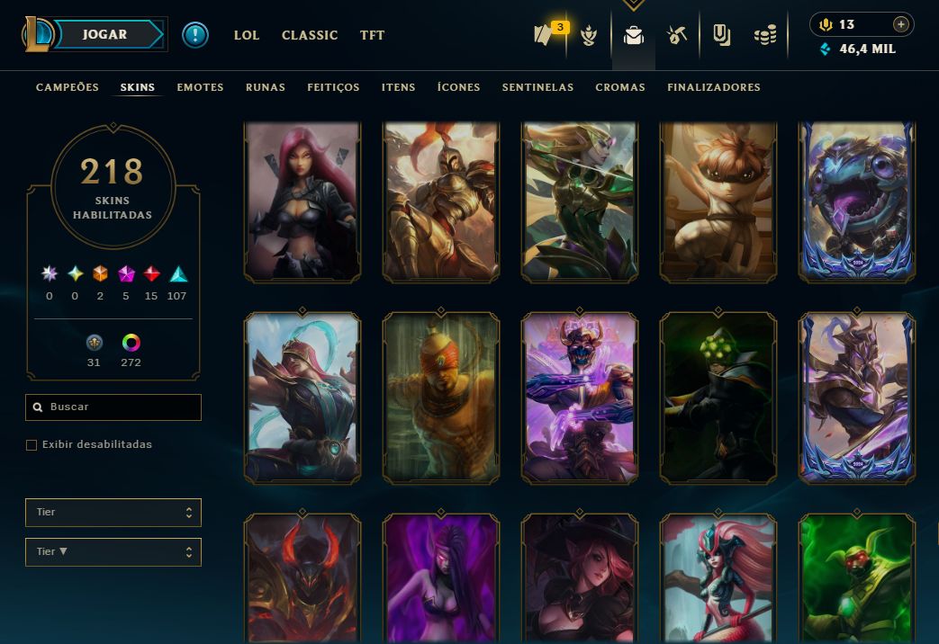 Conta de LOL (diamante II) e Valorant (ouro) - com todos os agentes.