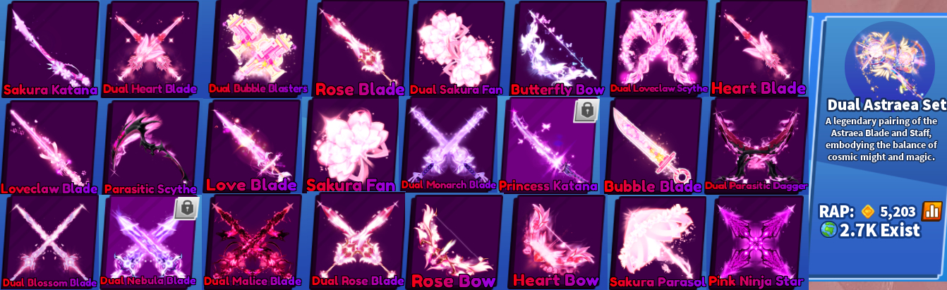 [PROMOÇÃO!] BLADE BALL | ESPADAS ROSAS E LIMITEDS KAWAI | COQUETTE | DUALS |