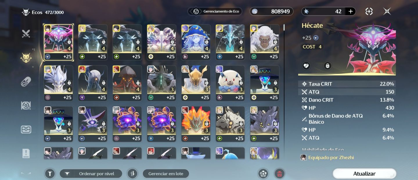 CONTA WUTHERING WAVES NV.73 + 13 PERSONAGENS T5 FASE DE SOL-3 RANQUE 8