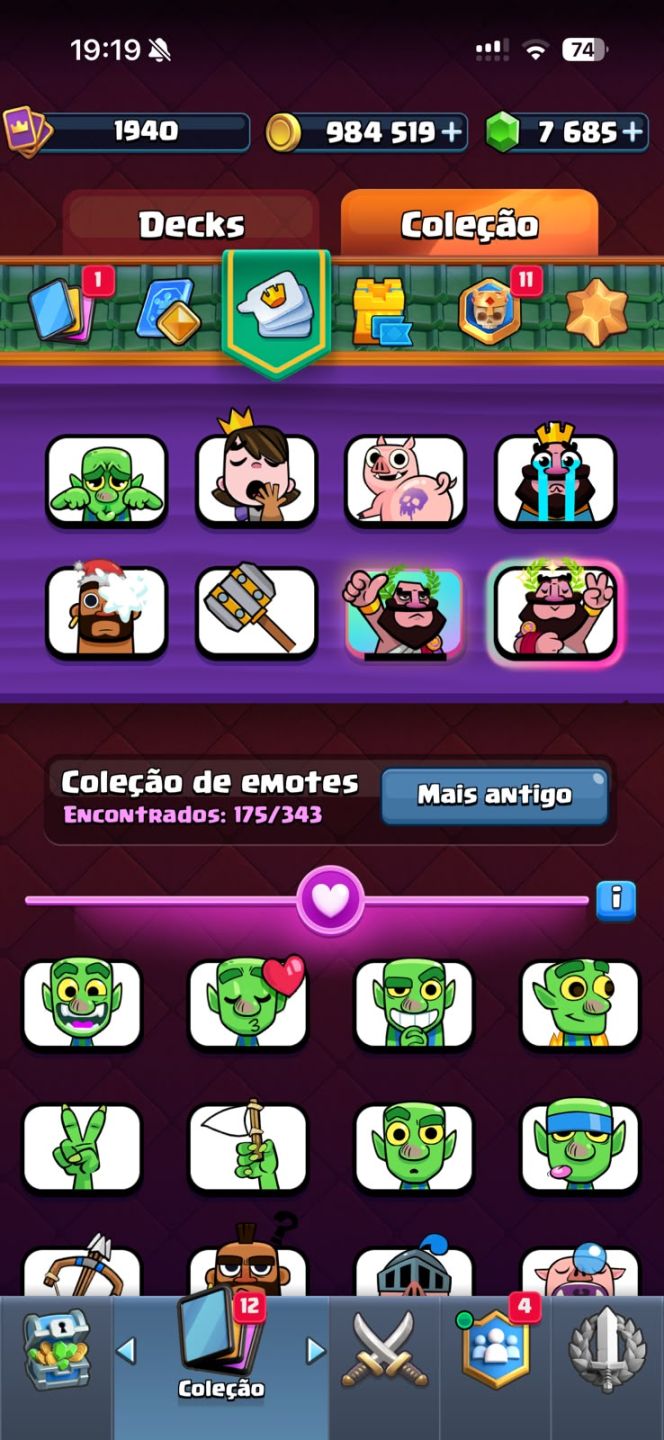 Conta clash royale quase full
