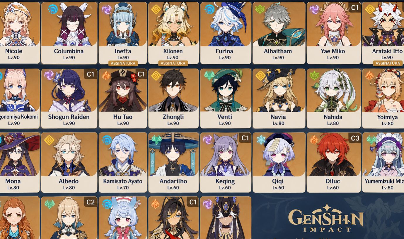 Conta Genshin Impact AR 59 | 29 Personagens 5 | Conta de 2020