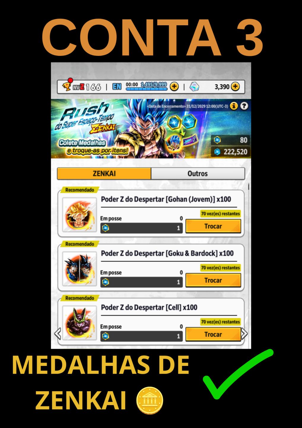 [DESCONTO 49%] SUPER PROMOÇÃO DRAGON BALL LEGENDS - CONTAS OP
