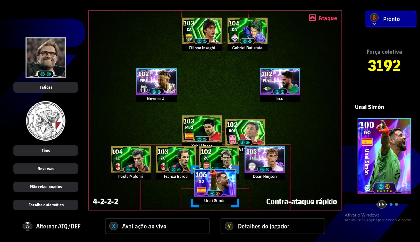 CONTA eFOOTBALL STEAM BATISTUTA, INZAGHI, NEYMAR E LENDAS DO MILAN!