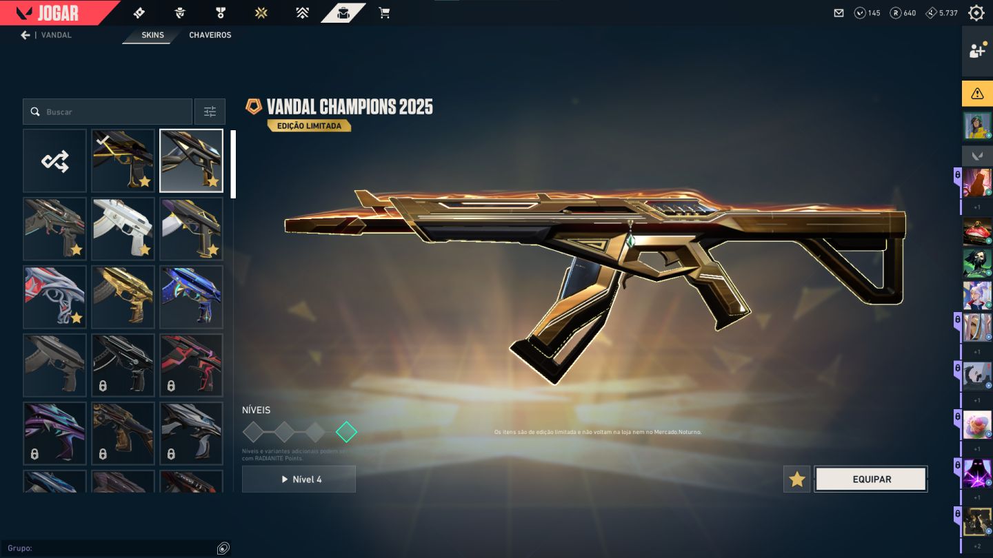Conta Valorant Dima com faca, phantom e vandal Champions 2023, 2024 e 2025