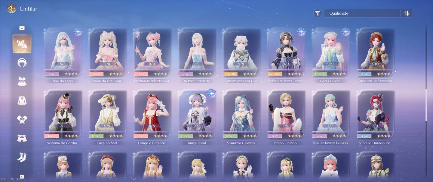 Conta Infinity Nikki - Rank 71 - 8 looks completos, 3 limitados