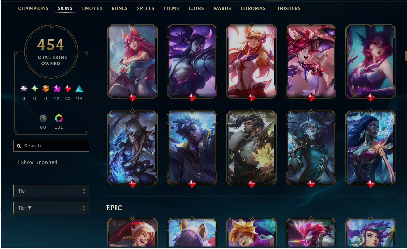 Conta League Of Legends Level 785 com 454 skins boas