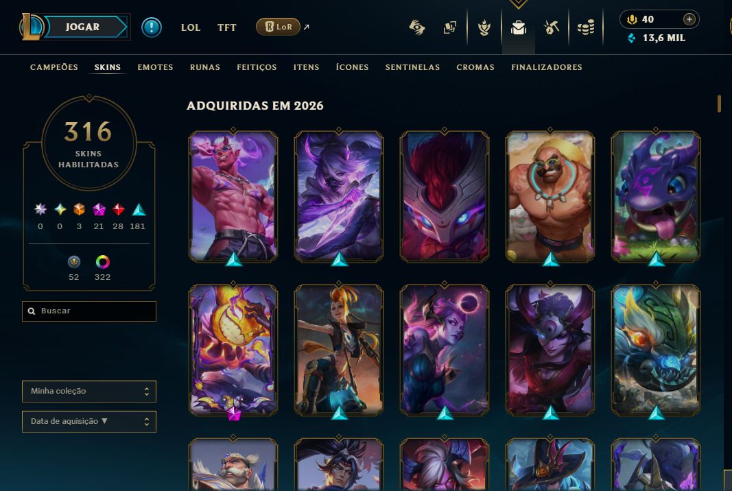 CONTA LEAGUE OF LEGENDS (NIVEL 590) SKIN AHRI TERMAS NOTURNAS E MUITO +