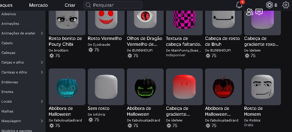 Conta com Skins no roblox!