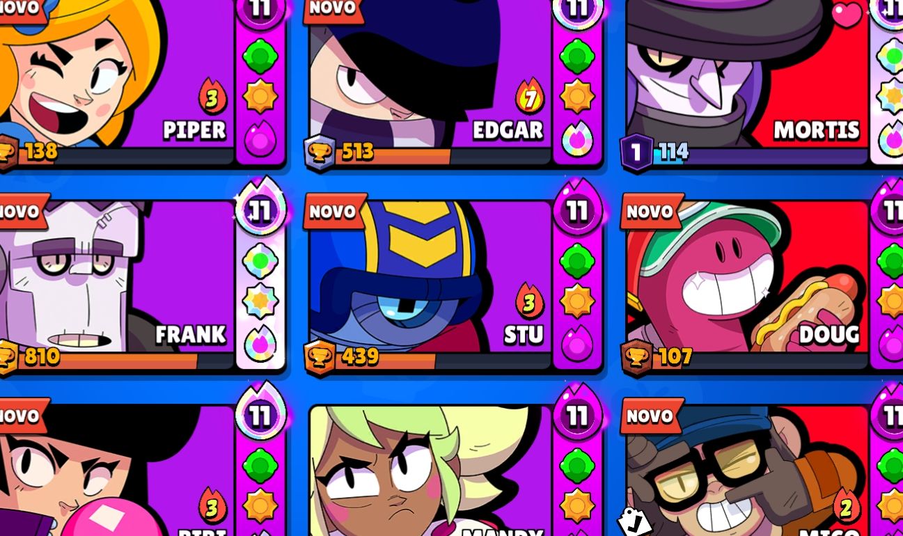 CONTA BRAWL STARS, EXTREMAMENTE GEMADA, DIVERSAS SKINS, E PASSES