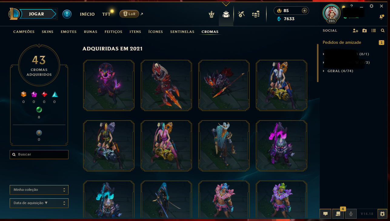 ACC LOL 100% SEGURA | FULL ACESSO | 307 SKINS- NIVEL 285 |