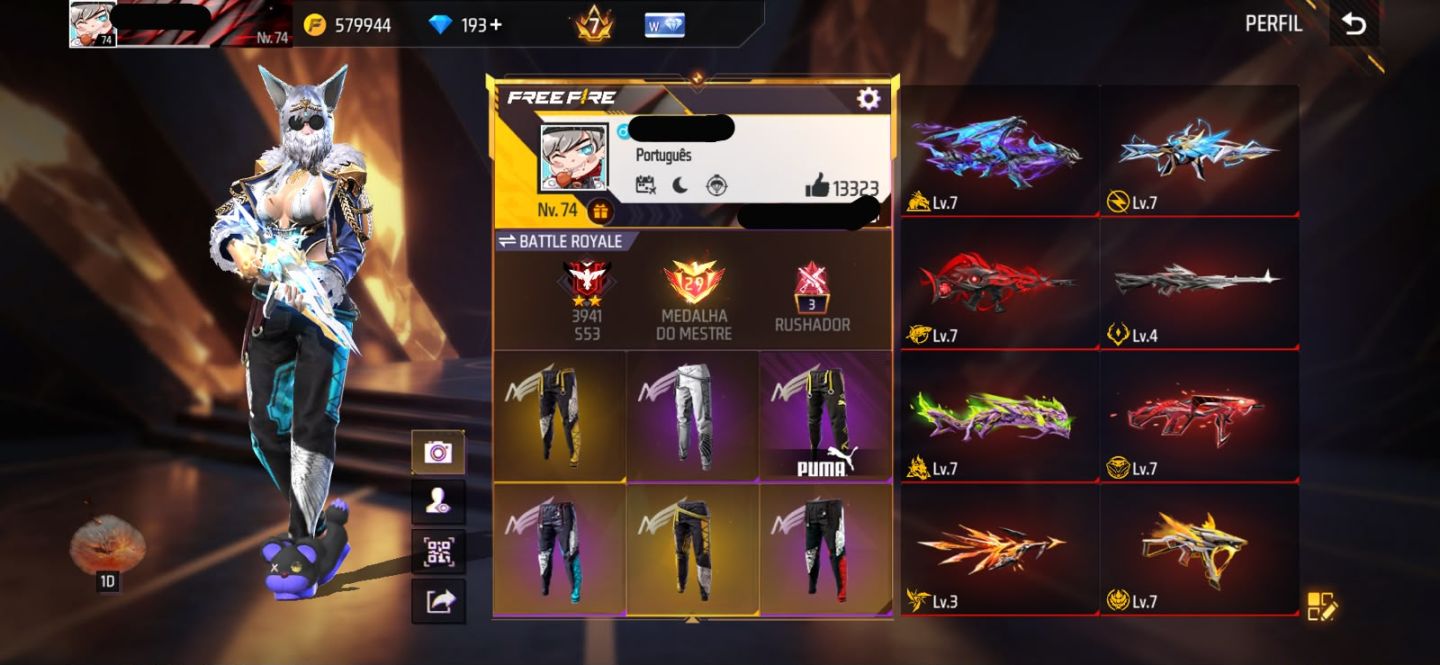 Conta Free Fire Gemada com 8 Angelicais 8 Evolutivas 5 Punhos 800+ Peitorais