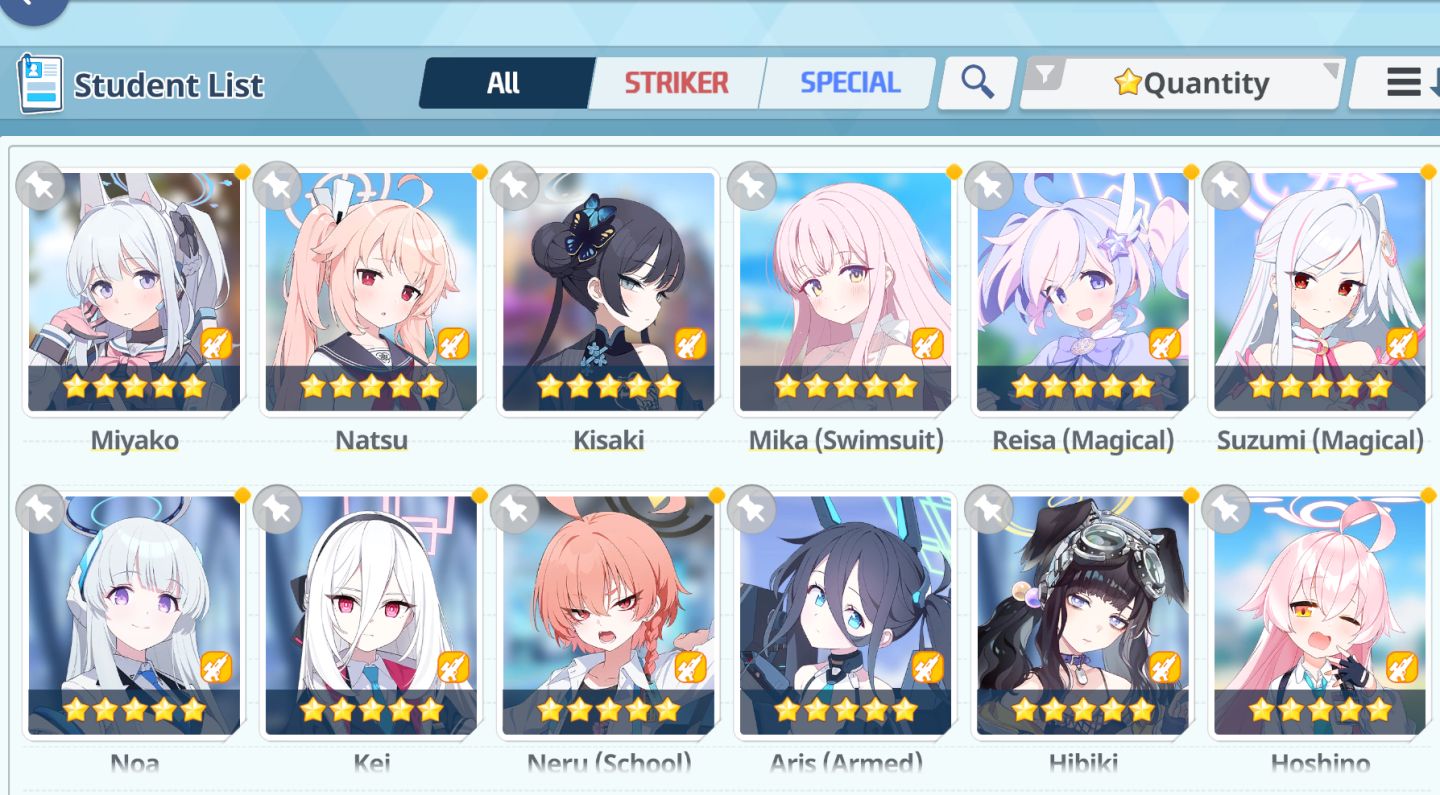 Conta Blue Archive End-Game | 208 Alunas