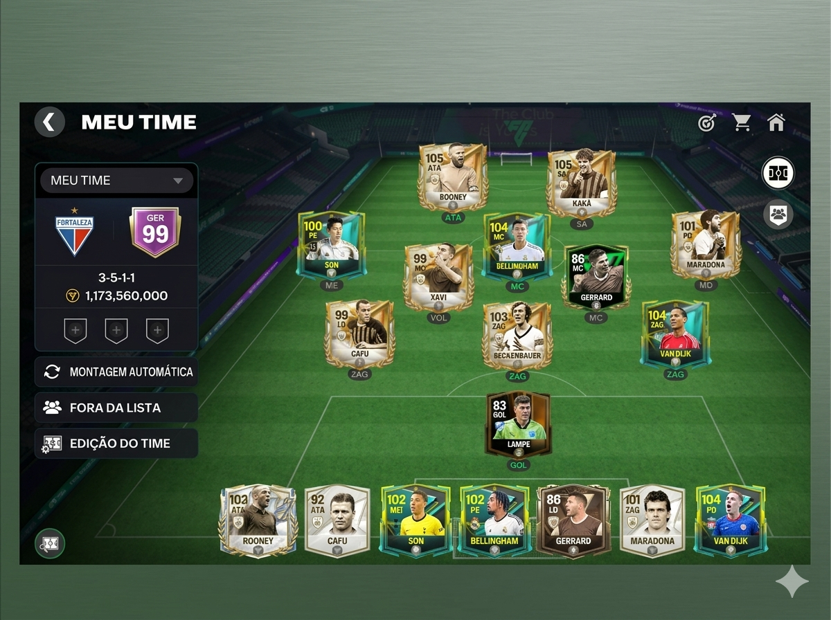CONTA FC MOBILE GER 99 | TIME ELITE ÍCONES ROONEY E KAKÁ