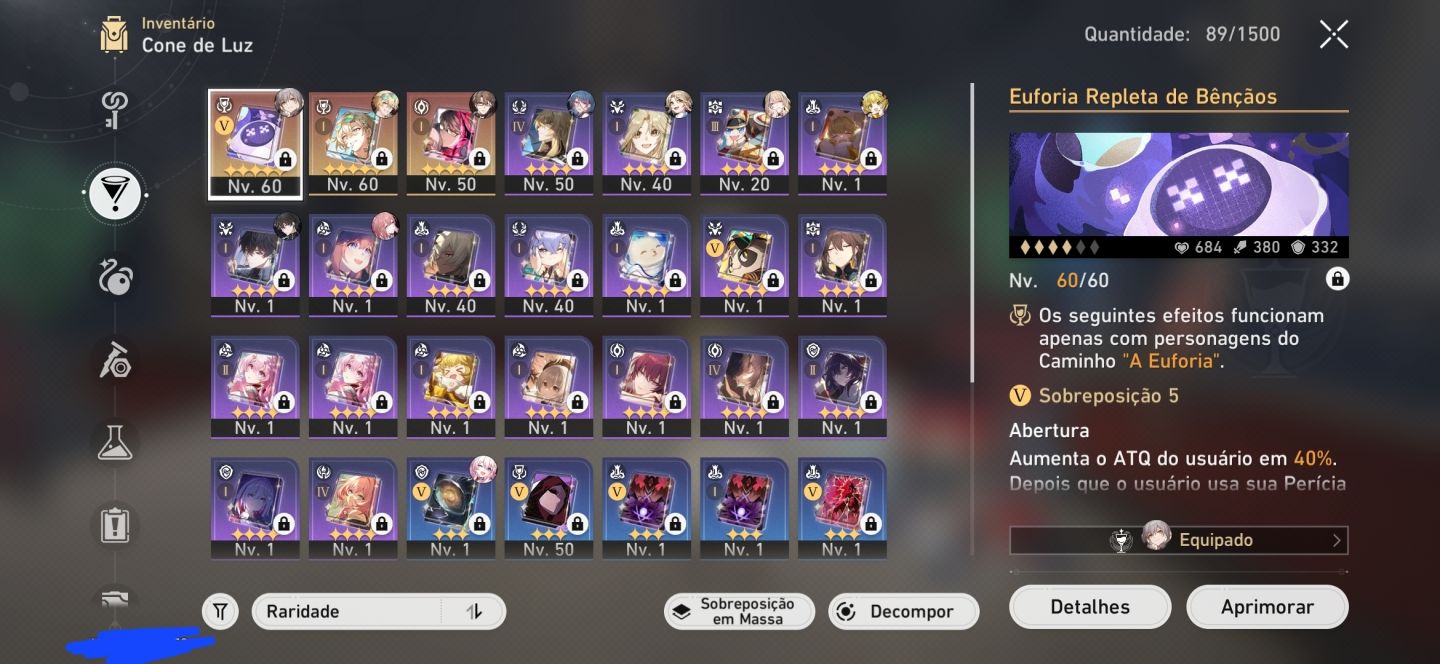 Reroll ar 40 Aventurine + Cone + Welt + Cone Inicio de Luofu poucos dias pity 40