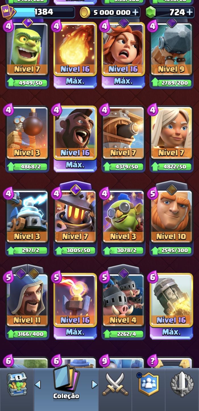 Conta Clash Royale criada desde 2016 e nível máximo